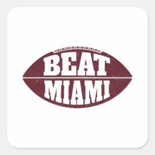 Beat Miami Vintag Aggie Football Gameday Samstag Quadratischer Aufkleber