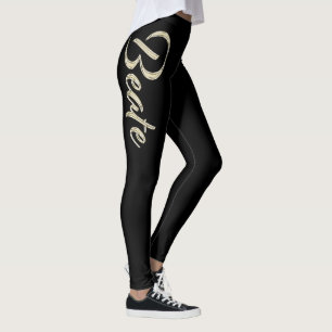 Beate white gold Handwriting Hose Leggings