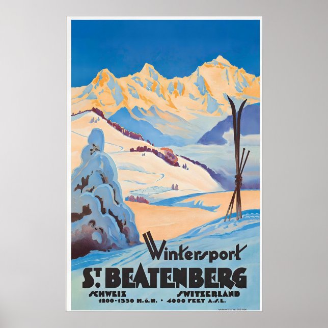 Beatenberg Schweizer Alpen Schweiz Skigebiet Vinta Poster (Vorne)