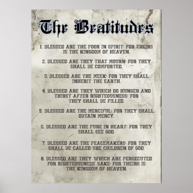 Beatitudes Matthew 5 Sermon auf dem Monte Ratio 3: Poster (Vorne)