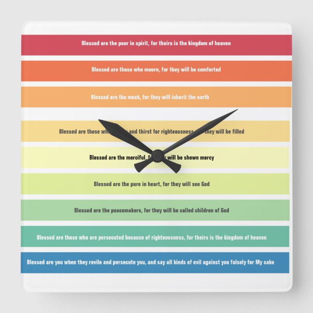 Beatitudes Wall Clock Quadratische Wanduhr (Vorderseite)