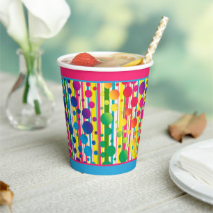 [Beatnik Bubbles] Retro Polka Dot Strip Two Tone Pappbecher