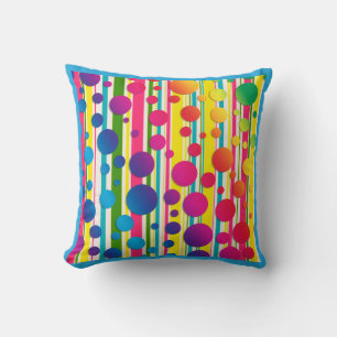 [Beatnik Bubbles] Retro-Punkte-Kariert Blau Kissen