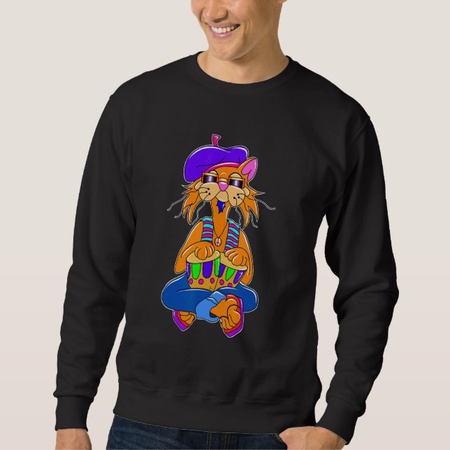 Beatnik Hippy Cat Sweatshirt (Vorderseite)