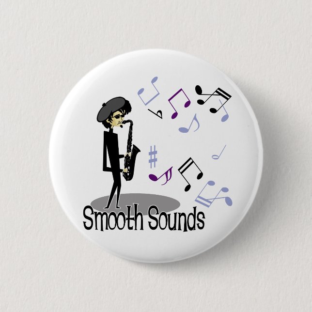 Beatnik-Jazz-Saxophon-Spieler Button (Vorderseite)