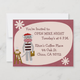 Beatnik Sock Monkey Spaß Fünfzig Poet Art Einladung