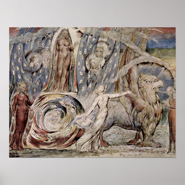 Beatrice spricht mit Dante von William Blake Poster (Vorne)