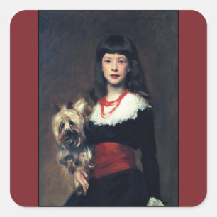 Beatrice Townsend w/Dog 1882 ~ Realismus Quadratischer Aufkleber