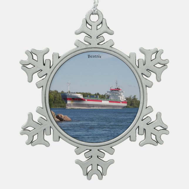 Beatrix-Kugel oder Schneeflocke Schneeflocken Zinn-Ornament (Vorderseite)