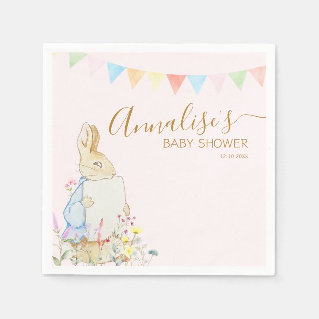 Beatrix Peter die Rabbit Woodland Baby Dusche Serviette (Vorderseite)
