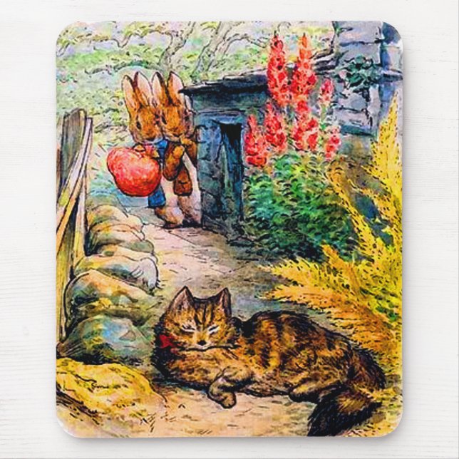Beatrix Potter - Bunnies sieht sich die Katze an Mousepad (Vorne)