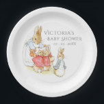 Beatrix Potter Bunny Rabbit Babydusche Pappteller<br><div class="desc">Beatrix Potter Kaninchen personalisiert mit Namen und Datum Papier Teller. 100% Kundenzufriedenheit mit "Zazzle"</div>
