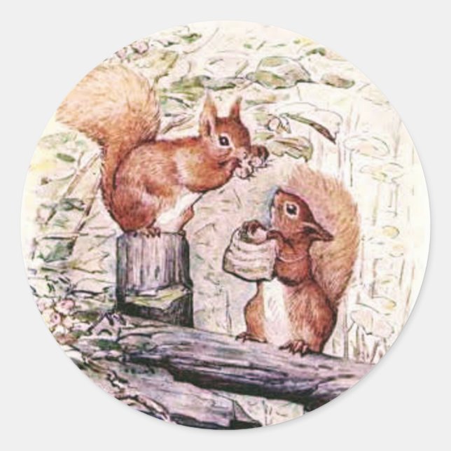 Beatrix Potter Die Geschichte von Eichhörnchen Nut Runder Aufkleber (Vorderseite)