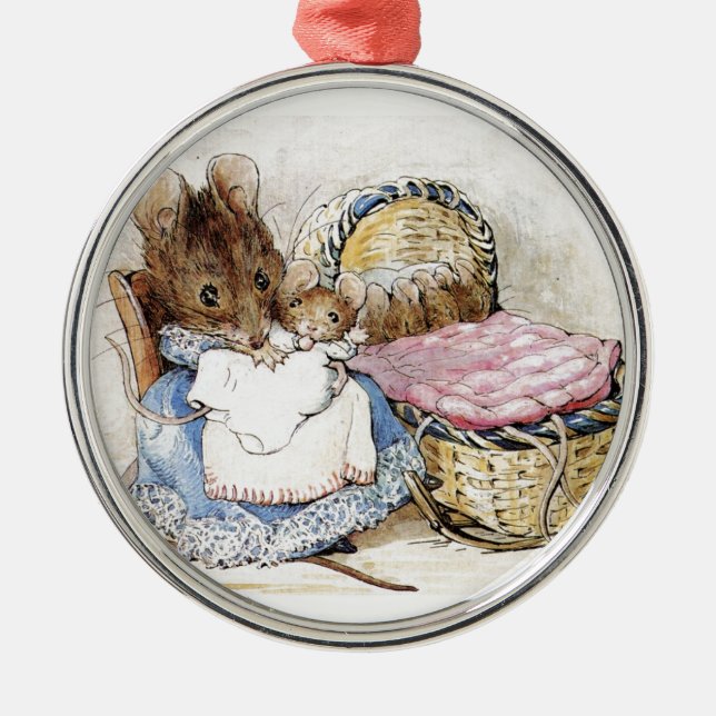 Beatrix Potter, Hunca Munca, Mutter Maus Silbernes Ornament (Vorne)