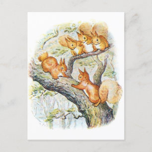 Beatrix Potter Illustration Nutkin + Eichhörnchen Postkarte
