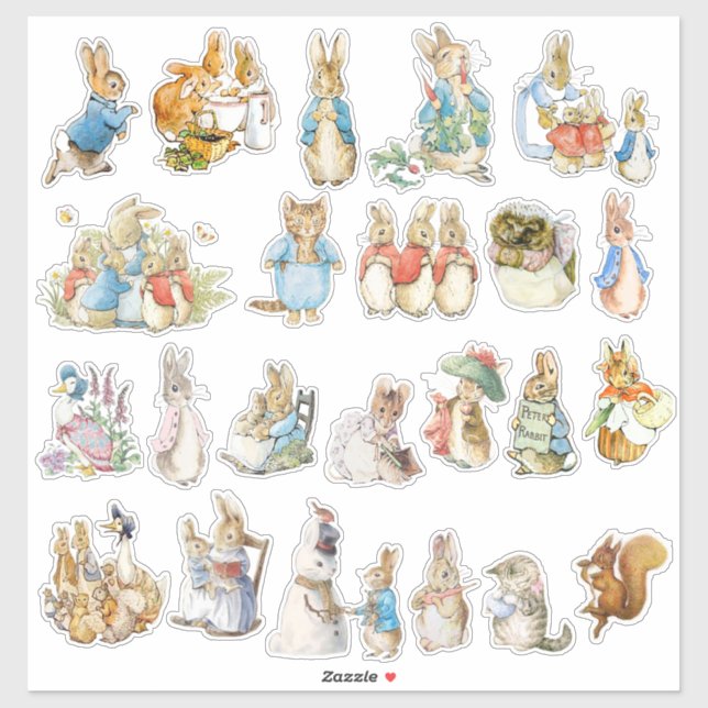 Beatrix Potter individuell geschnitten Vinyl Stick Aufkleber (Blatt)