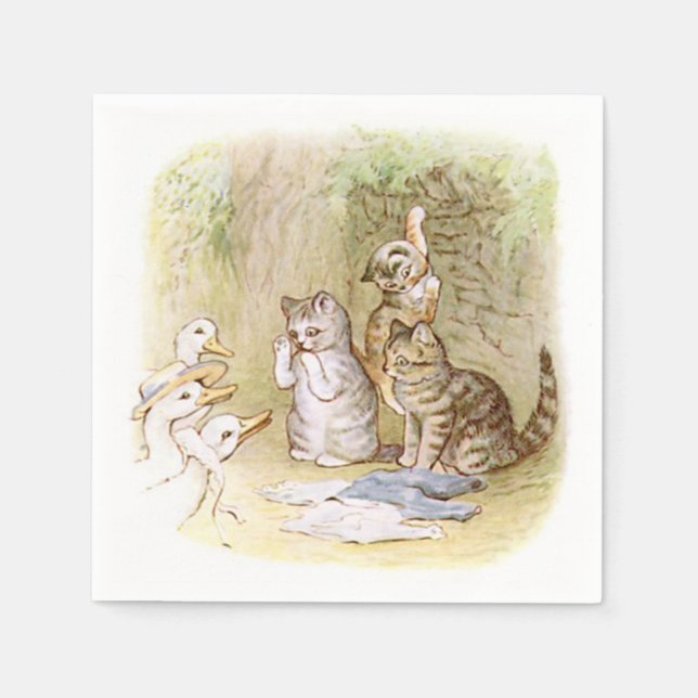 Beatrix Potter, Kätzchen, Enten, kundenspezifisch Serviette (Vorderseite)