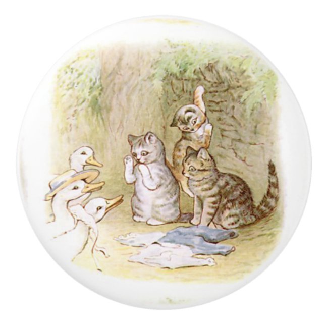 Beatrix Potter, Kätzchen und Enten, Keramik Knoche Keramikknauf (Vorderseite)