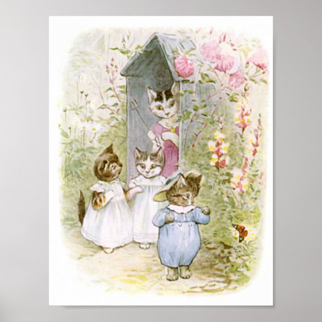 Beatrix Potter Kittens Mother Garden Poster (Vorne)