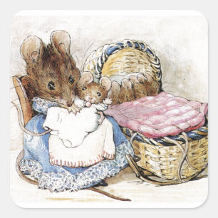 Beatrix Potter, Mutter Maus, Hunca Munca, Custom Quadratischer Aufkleber