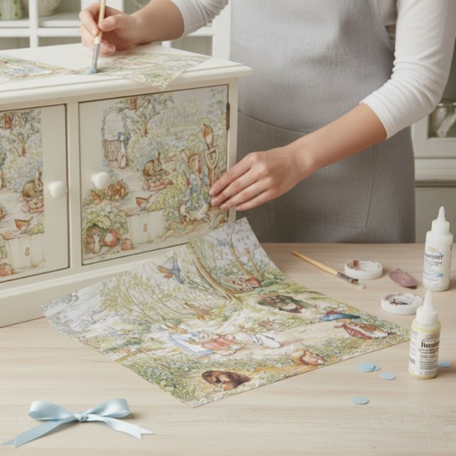 Beatrix Potter Peter der Kaninchen Freunde im Gart Seidenpapier (Von Creator hochgeladen)