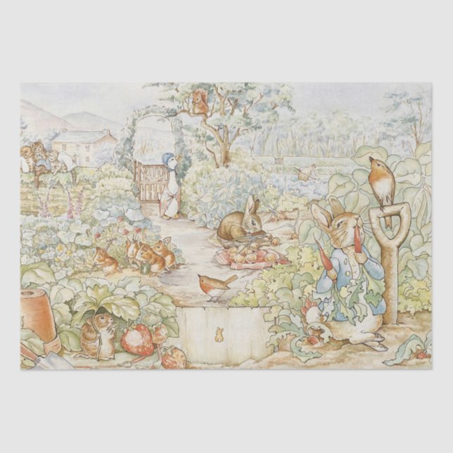 Beatrix Potter Peter der Kaninchen Freunde im Gart Seidenpapier (Vorderseite)