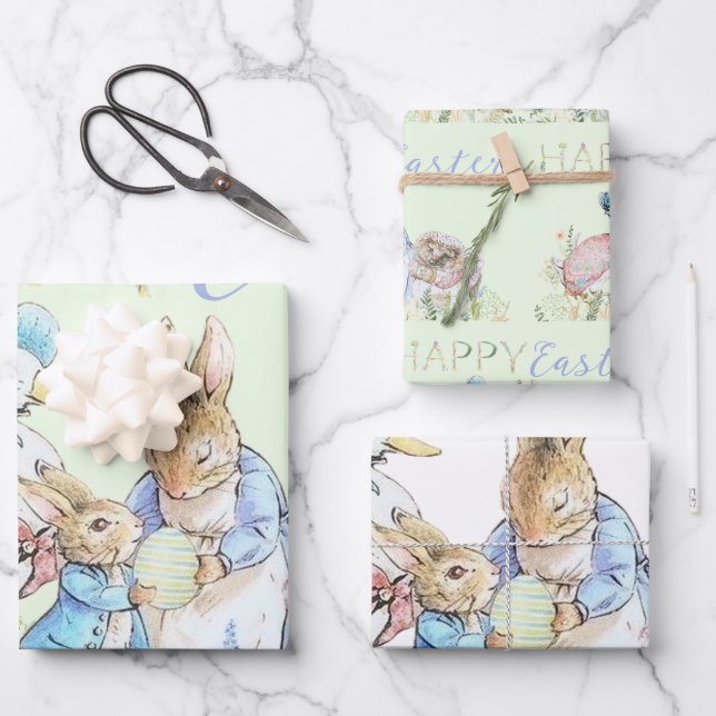 Beatrix Potter Peter der Kaninchen Ostern Geschenkpapier Set (Vorderseite)