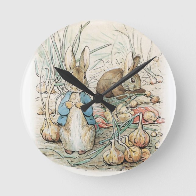 Beatrix Potter Peter Rabbit And Benjamin Bunny Runde Wanduhr (Vorderseite)