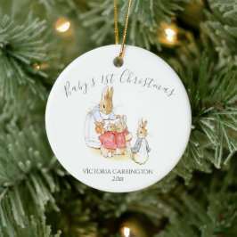 Beatrix Potter Peter Rabbit Baby's 1. Weihnachten Keramik Ornament