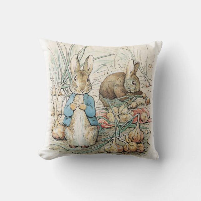 Beatrix Potter Peter Rabbit und Benjamin Bunny Kissen (Vorderseite)