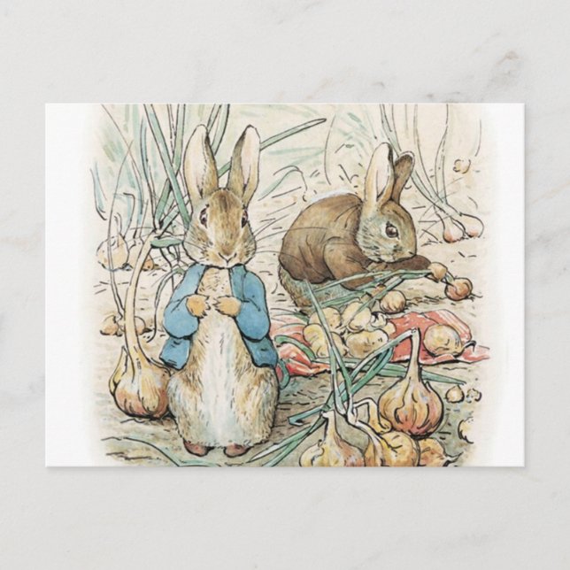 Beatrix Potter Peter Rabbit und Benjamin Bunny Postkarte (Vorderseite)