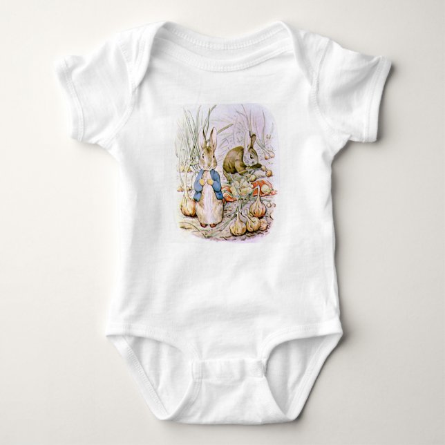 Beatrix Potter. Peter und Benjamin sammeln Zwiebel Baby Strampler (Vorderseite)