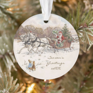 Beatrix Potter Rabbits and Snowman Weihnachten Ornament
