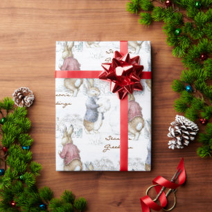 Beatrix Potter Snowman und Bunnies Holiday Geschenkpapier