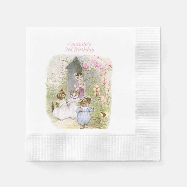 Beatrix Potter Tom Kitten, Mitten und Moppet Serviette (Vorderseite)