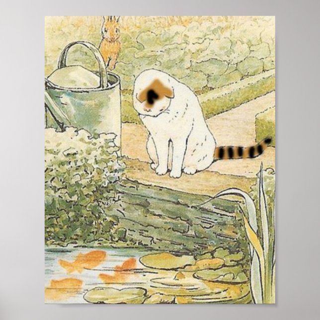 Beatrix Potter - weiße Katze Poster (Vorne)