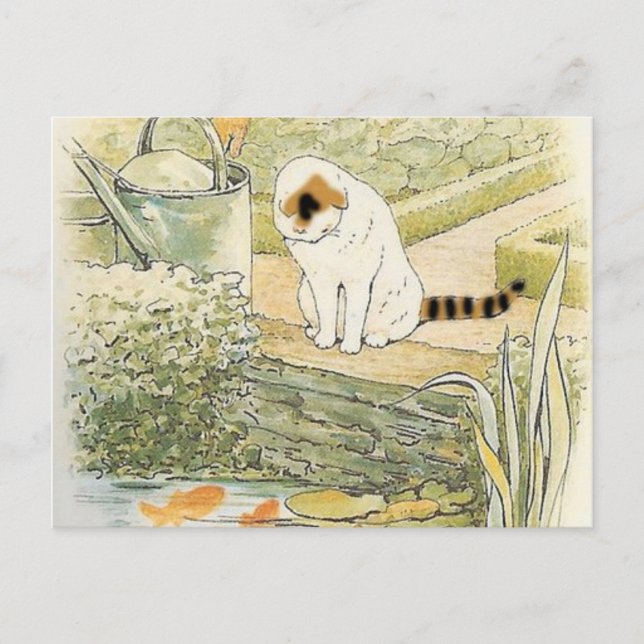 Beatrix Potter - weiße Katze Postkarte (Vorderseite)