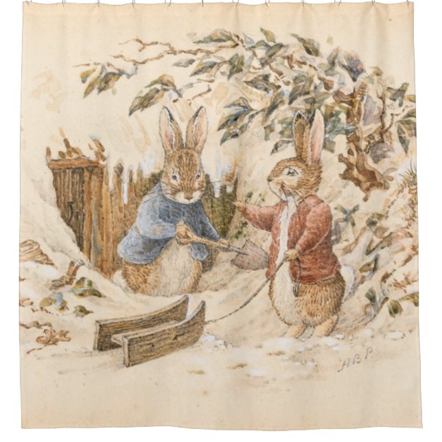 Beatrix Potter Wintersaison Duschvorhang (Vorderseite)