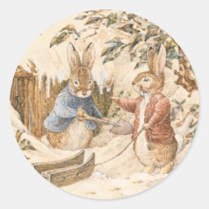 Beatrix Potter Wintersaison Runder Aufkleber