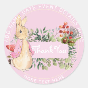Beatrix Vintage-Kaninchen rosa Weste Mädchen-Event Runder Aufkleber