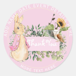 Beatrix Vintage-Kaninchen rosa Weste Mädchen-Event Runder Aufkleber
