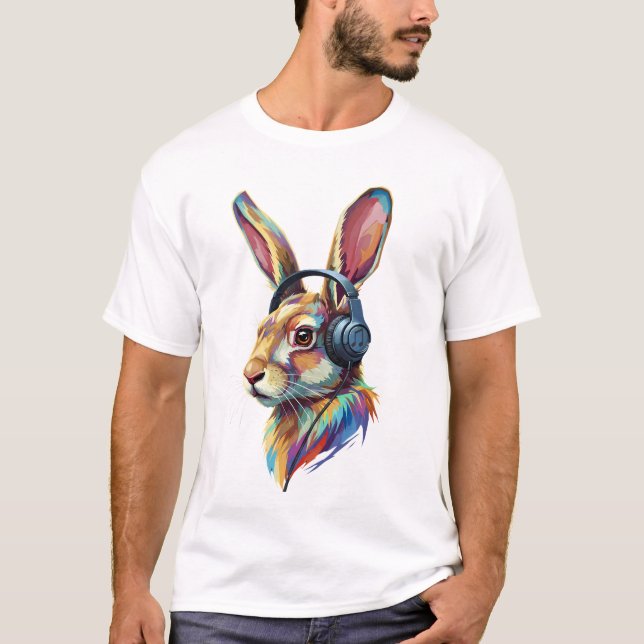 Beats & Ears – Abstract Rabbit in Vibes T-Shirt (Vorderseite)