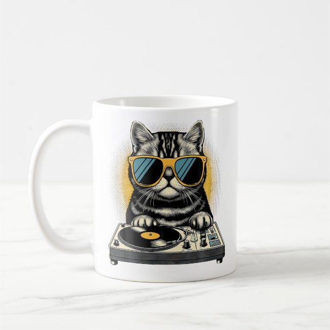 Beats Feline Dj Cat Synthwave Kitty Mix Kaffeetasse (Links)