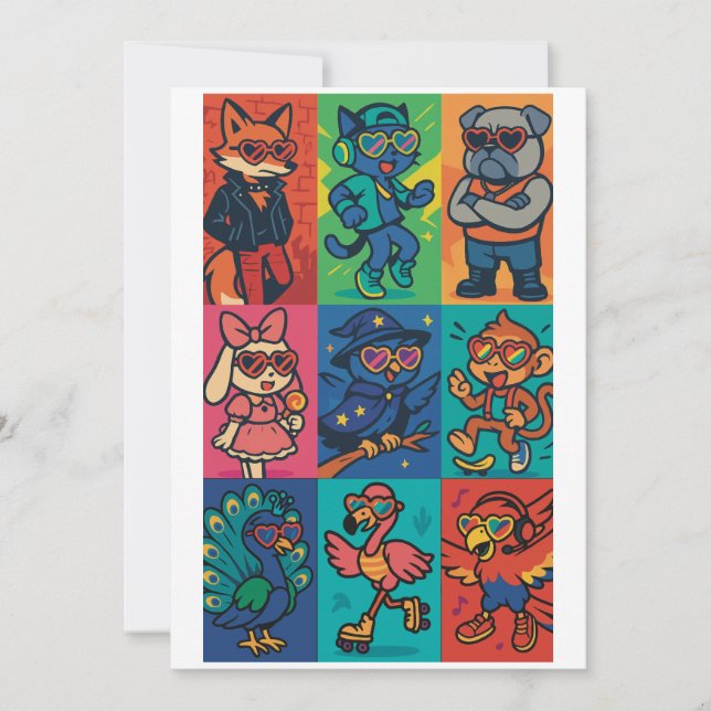 Beats und Tiere Einladung (Vorderseite)