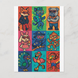 Beats und Tiere Postkarte