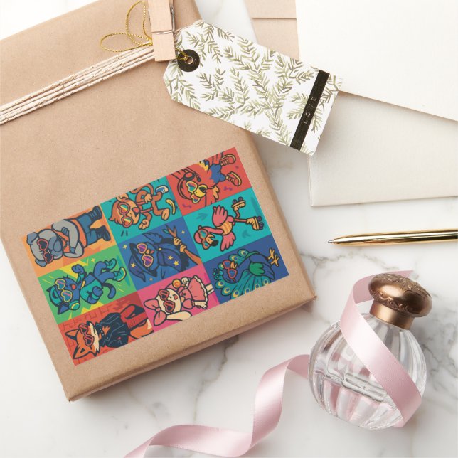 Beats und Tiere Rechteckiger Aufkleber (Schenken)