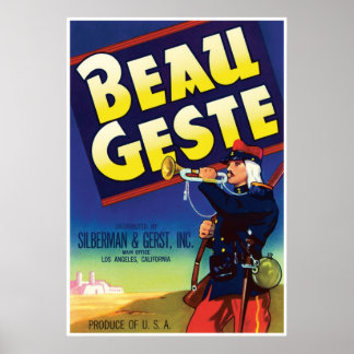 Beau Geste Adventure Novel von P. C. Wren Vintag Poster
