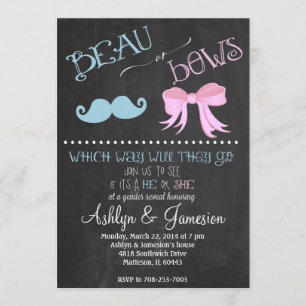 Beau Mustach Bows Gender Reveal Party Einladung