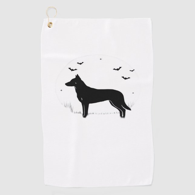 Beauceron Dog - Halloween Moon Silhouette Classic Golfhandtuch (Vorderseite)