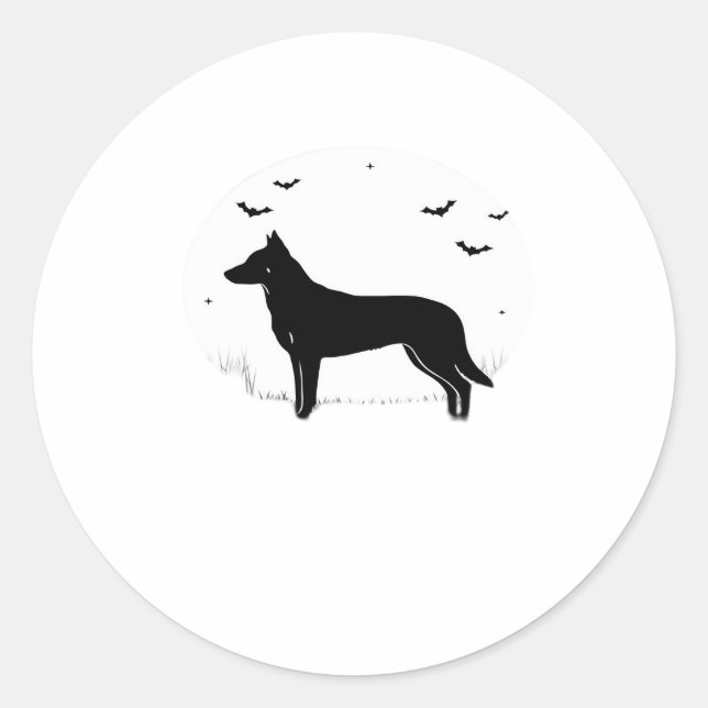 Beauceron Dog - Halloween Moon Silhouette Classic Runder Aufkleber (Vorderseite)